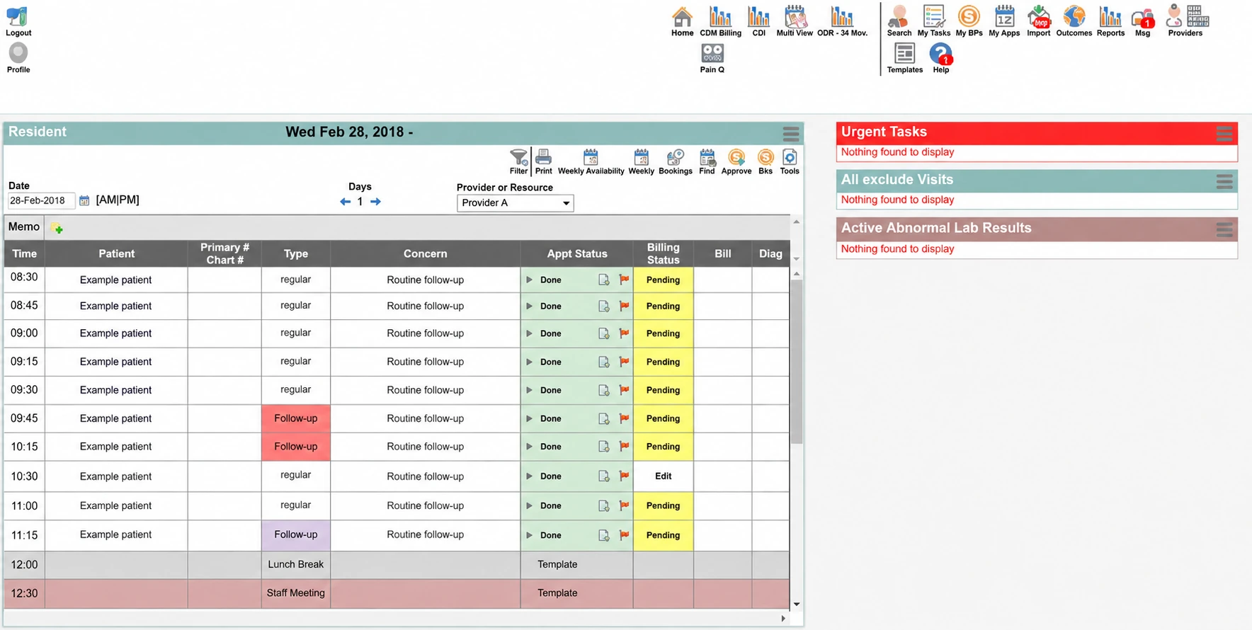 De-identified TELUS Med Access scheduling interface with example data