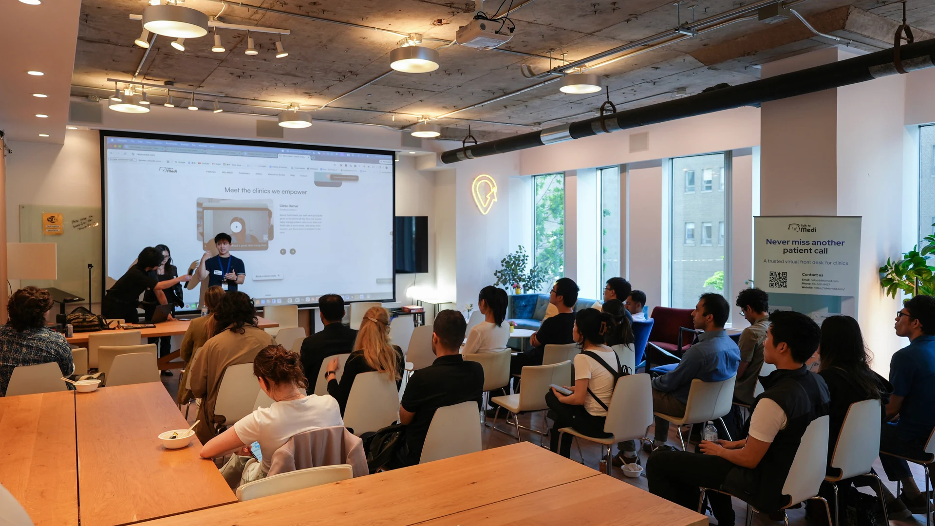 Attendees at a TalkToMedi Toronto Tech Week event