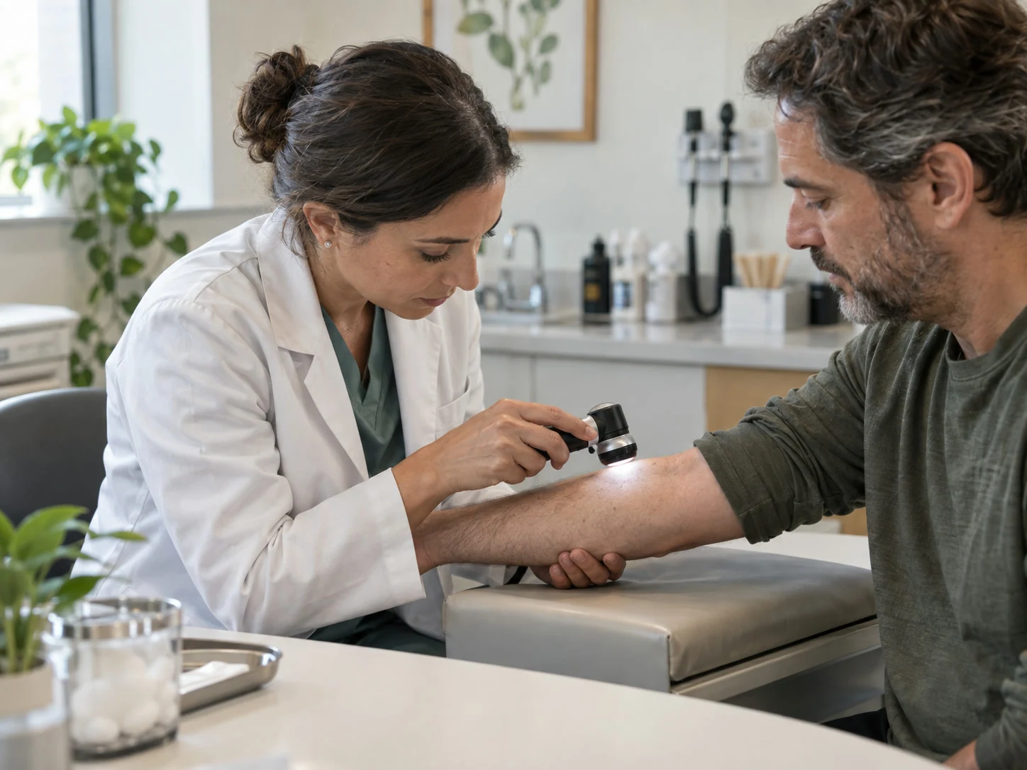 Illustrative dermatology clinic scene