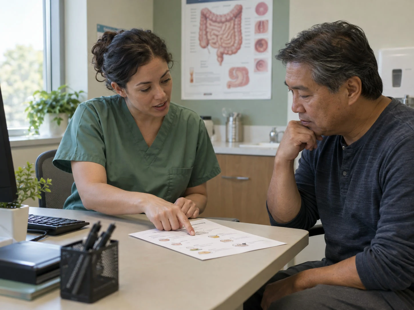 Illustrative endoscopy clinic scene